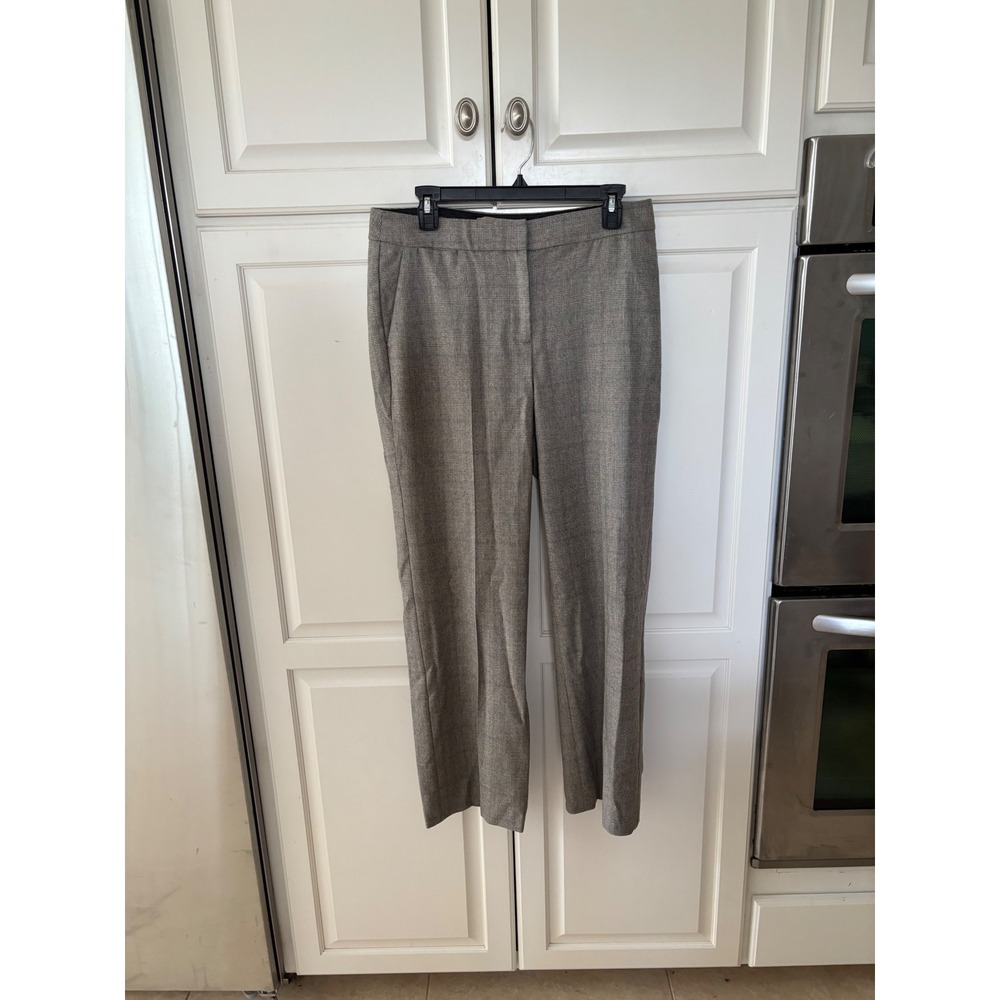 Talbots Womens 6 Grey Glen Plaid Wool Blend Straight Leg Pants Italian Fabric